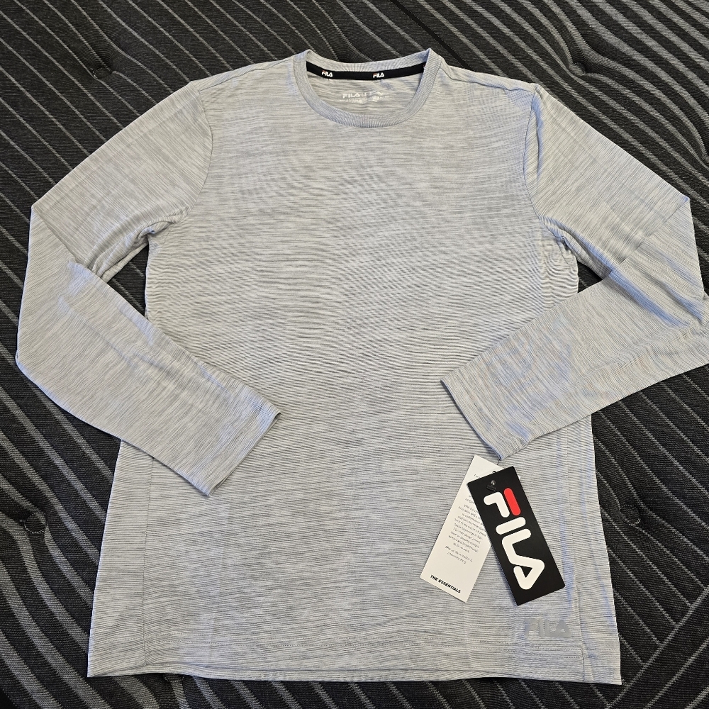 Fila Essentials Men's Lightweight Gray Long Sleeve Shirt Size Small